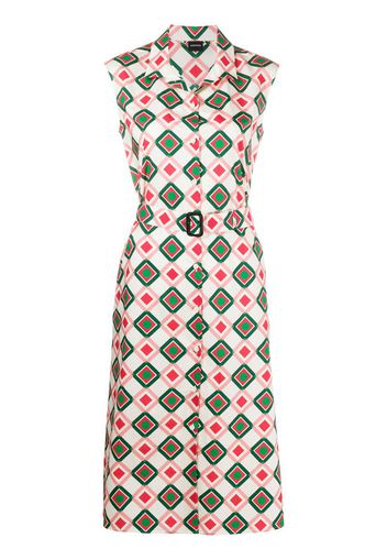 geometric-print belted dress