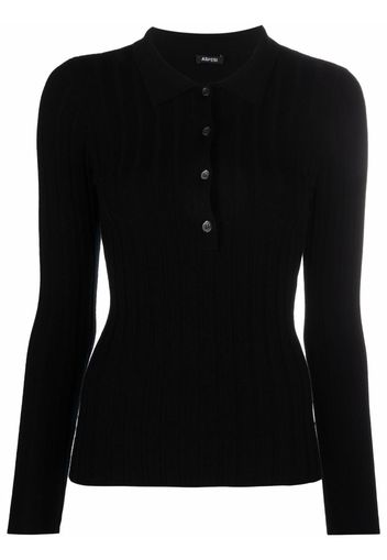 Aspesi ribbed knit polo top - Nero