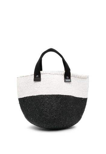 ASPESI two-tone woven-raffia tote bag - Nero