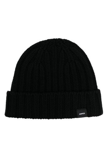 ASPESI logo-patch ribbed beanie - Nero