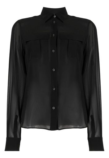 ASPESI semi-sheer construction silk blouse - Nero