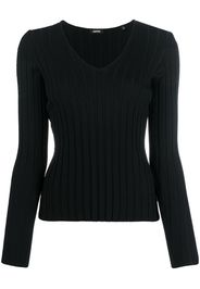 ASPESI ribbed-knit V-neck jumper - Nero