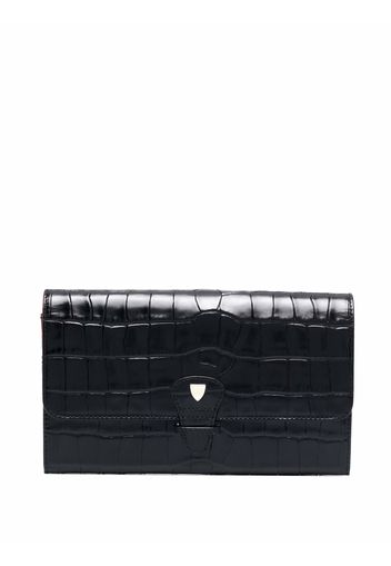 Aspinal Of London embossed-crocodile classic travel wallet - Nero