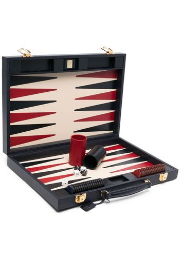 Aspinal Of London pebbled-leather backgammon set (17'') - Blu