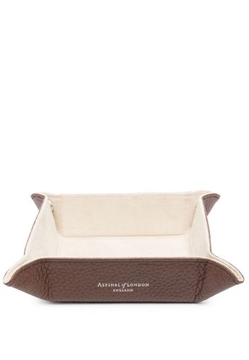 Aspinal Of London logo-print leather valet tray - Marrone