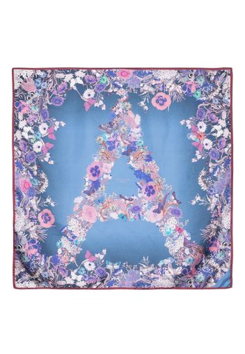 Aspinal Of London floral-print silk scarf - Blu