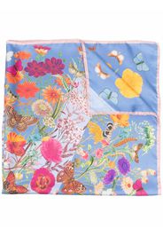 Aspinal Of London Botanical-print silk scarf - Blu