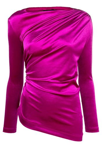 Atlein gathered velvet long-sleeve top - Rosa