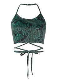 Atlein snakeskin-print cropped top - Verde