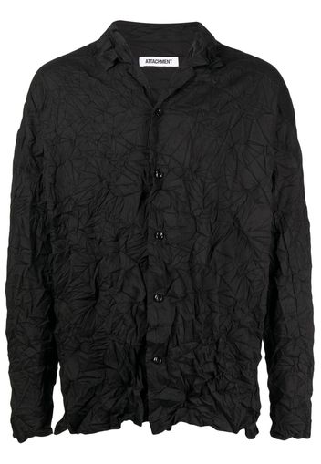 Attachment wrinkled-effect long-sleeved shirt - Nero