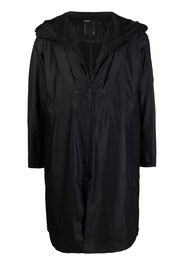Attachment mid-length zipped raincoat - Nero