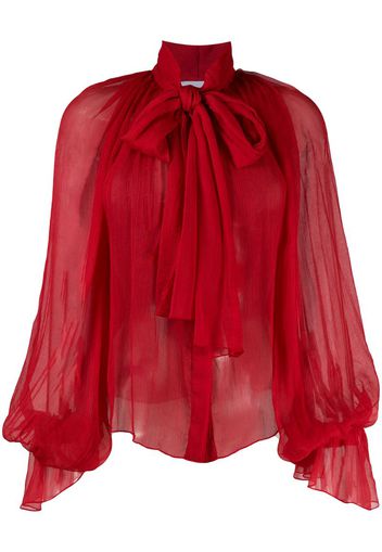 balloon-sleeve chiffon blouse