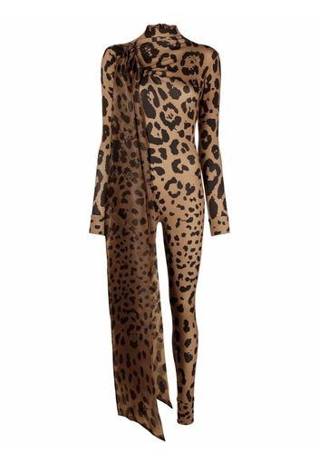 Atu Body Couture leopard-print bodycon jumpsuit - Marrone
