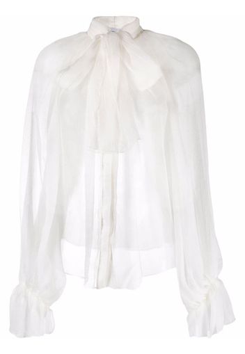 Atu Body Couture semi-sheer silk blouse - Bianco