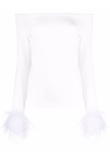 Atu Body Couture feather cuffs off-shoulder top - Bianco