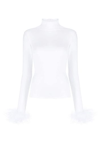 Atu Body Couture feather-cuffs roll-neck top - Bianco