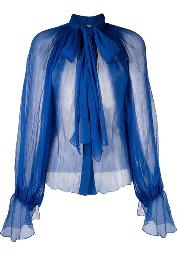 Atu Body Couture pussy-bow silk blouse - Blu