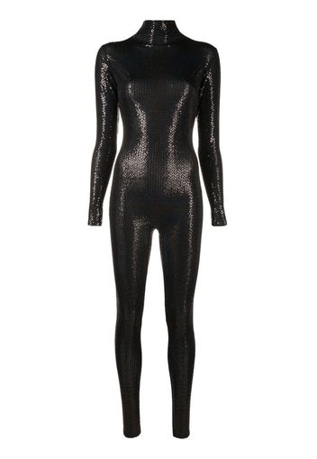 Atu Body Couture textured-effect long-sleeve jumpsuit - Nero