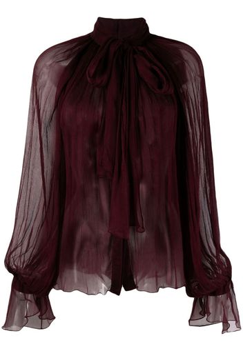 Atu Body Couture semi-sheer tie-neck blouse - Rosso