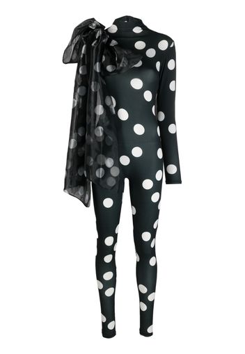 Atu Body Couture bow-detail polka-dot jumpsuit - Nero