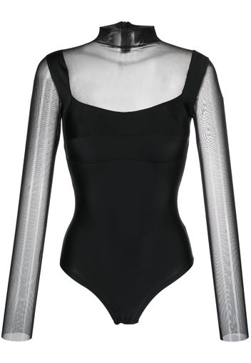 Atu Body Couture long sheer-sleeved bodysuit - Nero