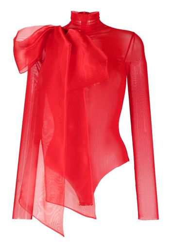 Atu Body Couture semi-sheer bow-detail bodysuit - Rosso