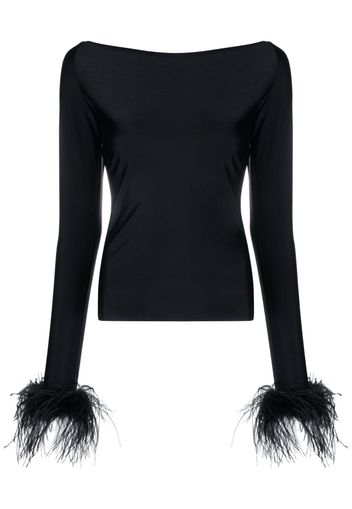 Atu Body Couture feather-cuffs long sleeve top - Nero