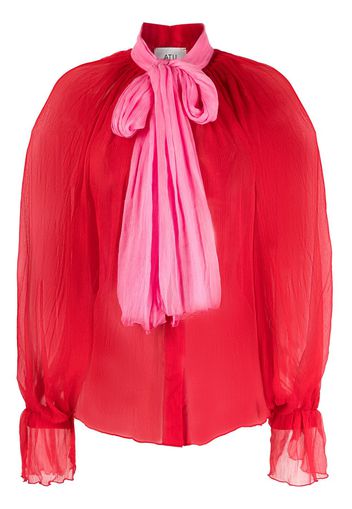 Atu Body Couture two-tone semi-sheer blouse - Rosso