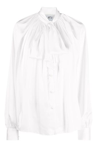 Atu Body Couture pussy-bow collar long-sleeve shirt - Bianco