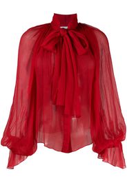 balloon-sleeve chiffon blouse