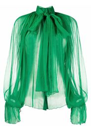 Atu Body Couture sheer pleated pussybow blouse - Verde