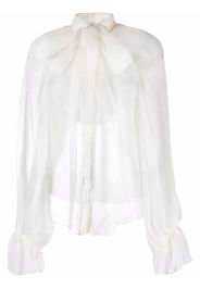 Atu Body Couture semi-sheer silk blouse - Bianco