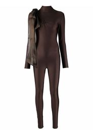 Atu Body Couture organza-bow catsuit - Marrone