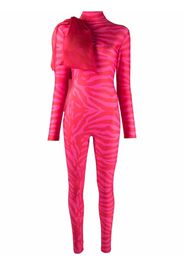 Atu Body Couture Tiger-print organza-bow catsuit - Rosa