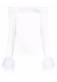 Atu Body Couture feather cuffs off-shoulder top - Bianco