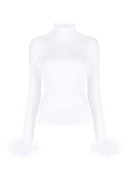 Atu Body Couture feather-cuffs roll-neck top - Bianco