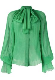 Atu Body Couture pussy-bow silk blouse - Verde