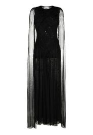 Atu Body Couture sheer-sleeves pleated gown - Nero