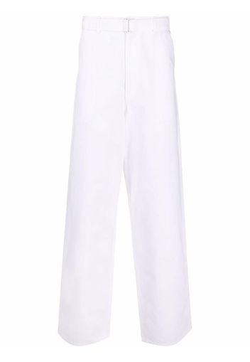 Auralee straight-leg belted-waist trousers - Bianco