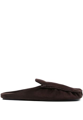 Auralee gathered-leather slippers - Marrone