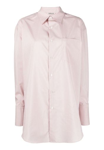 Auralee pinstripe long-line shirt - Rosa