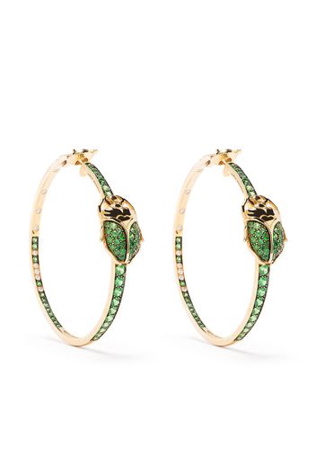 Aurelie Bidermann Orecchini a cerchio in oro 18kt con diamanti e tsavorite