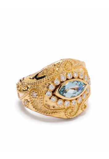 Aurelie Bidermann "Anello in oro 18kt, acquamarina e diamanti Cashmere"