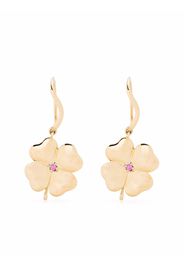 Aurelie Bidermann 18kt yellow gold Pink sapphire Clover earrings - Oro