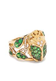 Aurelie Bidermann Anello in oro 18kt con diamanti e tsavorite