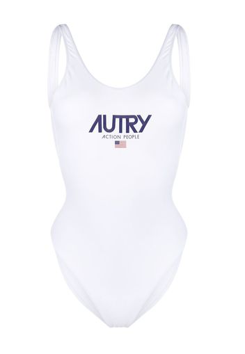 Autry logo-print swimsuit - Bianco