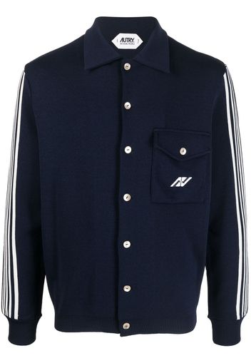 Autry stripe-detailing polo-collar cardigan - Blu