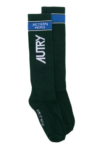 Autry logo-intarsia knitted socks - Verde