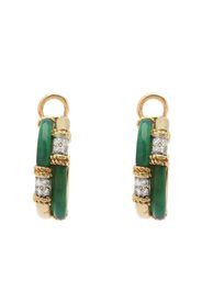 Auverture Vintage Collection 1970's 18kt yellow gold chrysoprase and diamond hoop earrings - Oro