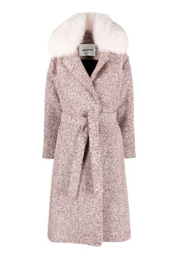 Ava Adore tied-waist faux-fur collar coat - Rosa